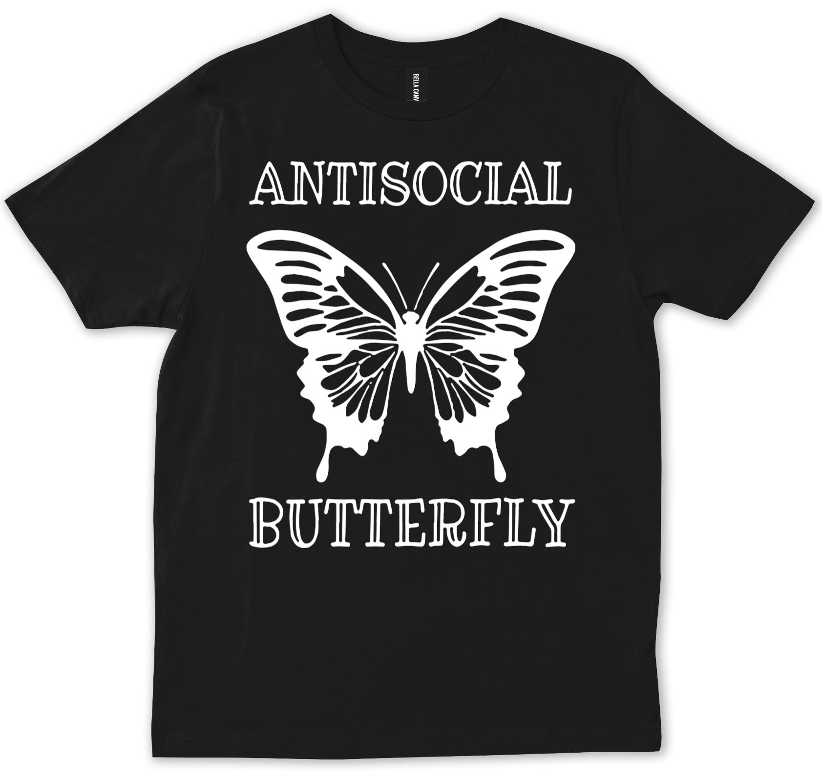 Anti Social Butterfly Ladies T Shirt Sizes Small-2XL